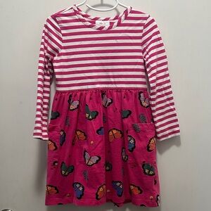 Pink & White Striped Butterfly 🦋 Kids Hanna Anderson Dress Size 110